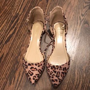 Leopard flats with ankle strap